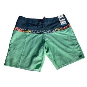 Billabong Mens Sz 38 Recycler Momentum Pro Green Blue Orange Boardshorts NWT